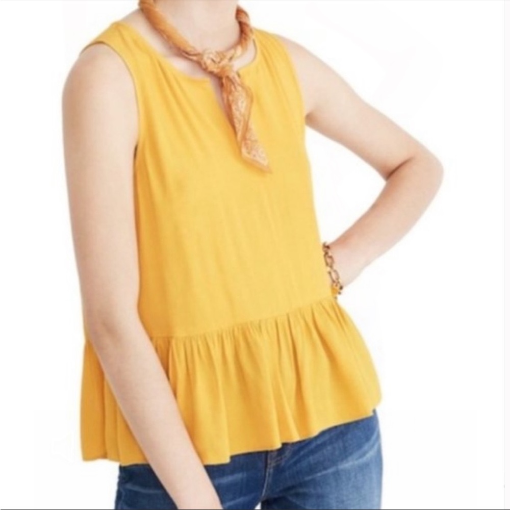 *MUST GO MAKE AN OFFER*Madewell Tungsten Gold peplum tank size extra extra small